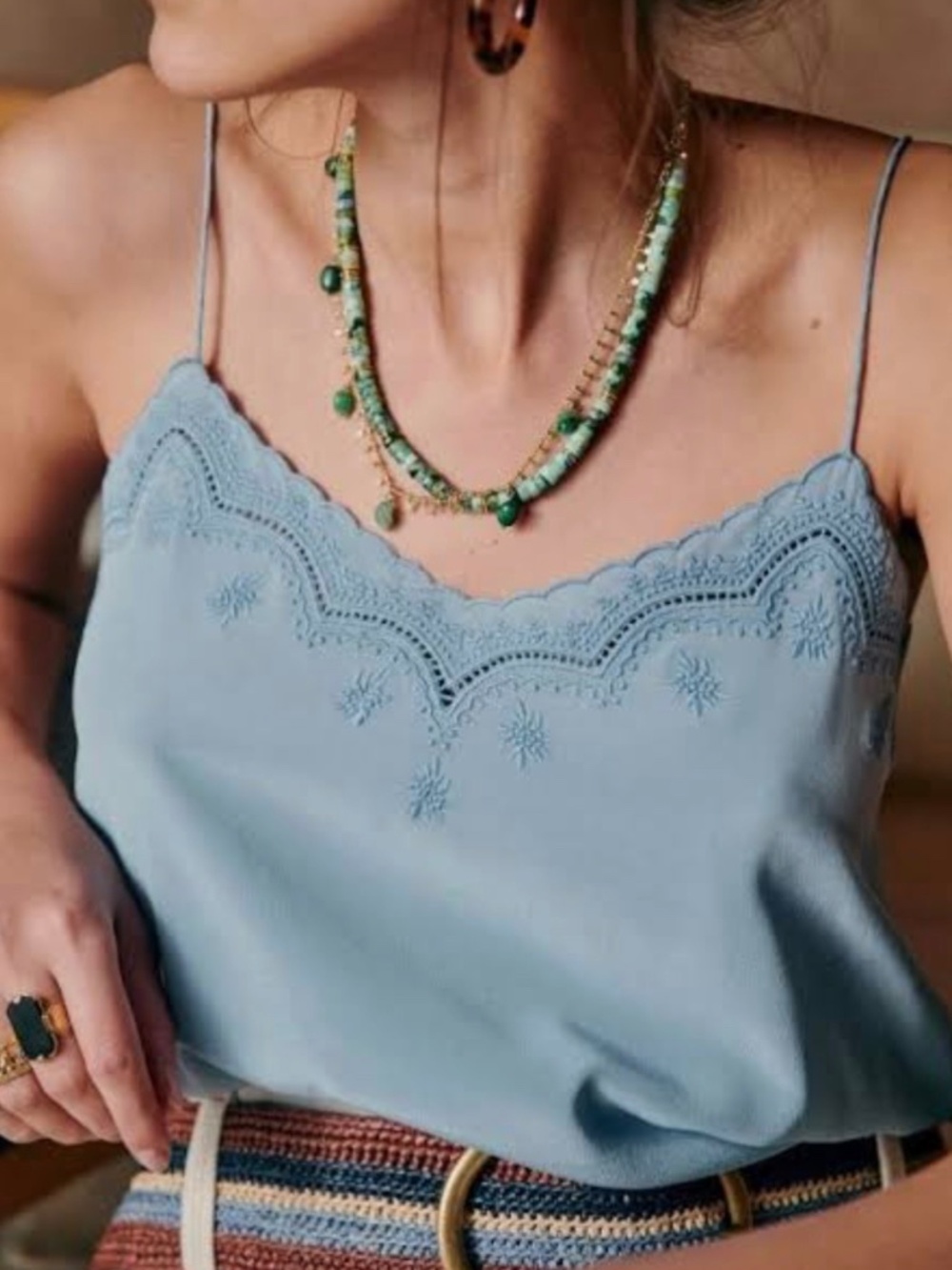 EUC SEZANE - Blue Palma Silk Tank, 40
